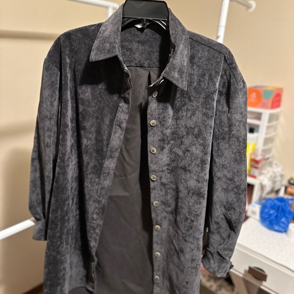 ZARA button down gray Corduroy oversized shirt size M - Picture 5 of 7